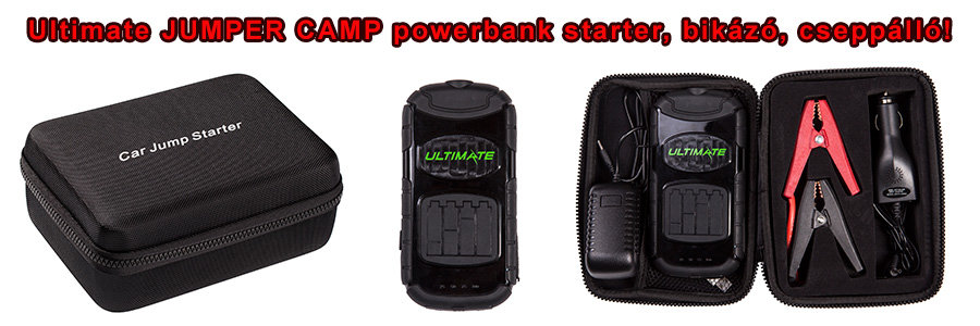 Ultimate JUMPER CAMP powerbank starter, bikázó, cseppálló